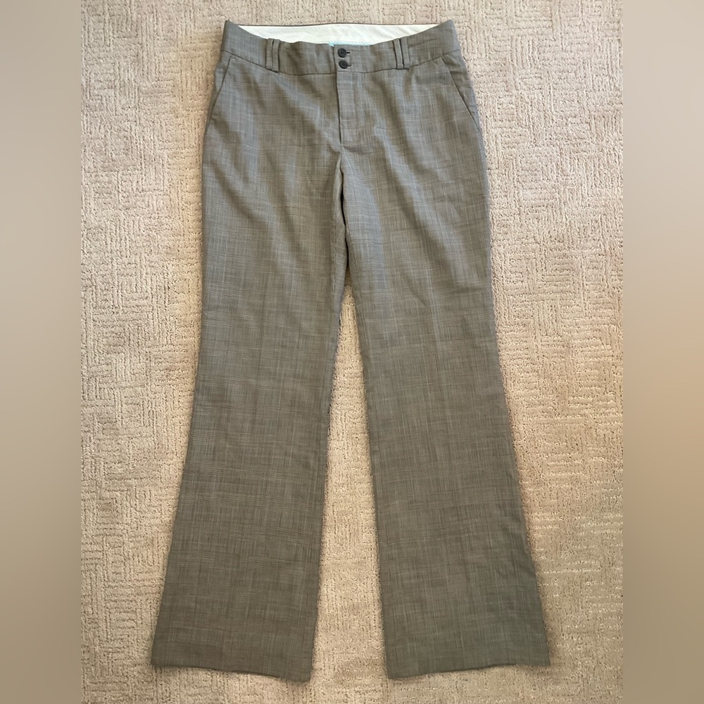 🍂🤎 Banana Republic Women Martin Fit Wool Blend Plaid Wide Leg Flare Pants Sz 8